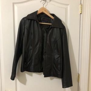 Dark Brown Leather Jacket, Size M, NWOT
